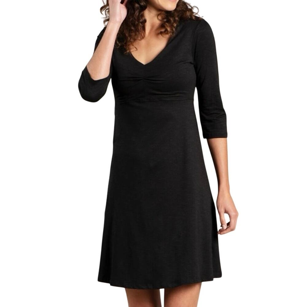 TOAD & CO Women's M Rosalinda Dress Organic Cotton Outdoor Fit and Flare Black